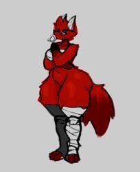 eyepatch female five_nights_at_freddy's fnaf fox_ears fox_girl fox_tail foxy_(fnaf) hook huge_hips huge_thighs looking_away mirci robot_girl robot_humanoid solo thick_thighs thinking wraps