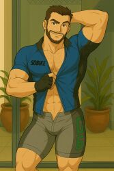 ai_generated athletic athletic_male beard cycling_uniform cyclist handsome_man hunk jacked lycra male male_only muscular muscular_male seducing seductive_look seductive_smile short_hair smirking stripping strong teasing_viewer