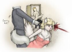 2025 3_toes anthro areola_outline ass avian beak big_breasts bird black_beak black_clothing black_scutes black_suit black_text blonde_hair blood blue_eyes bodily_fluids breasts canid canine canis cheek_tuft cleavage clothed clothed_anthro clothed_female clothed_male clothing cockatoo curly_hair death dialogue domestic_cat door doorway english_text erect_tail eyelashes faceless_anthro faceless_character faceless_male facial_tuft feathers feet felid feline felis female female_anthro fluffy fluffy_tail fur gore grey_body grey_fur grey_tail group gun gunshot hair half-closed_eyes handgun head_wound hi_res holding_gun holding_handgun holding_object holding_pistol holding_ranged_weapon holding_weapon inside killing lips long_sleeves male male_anthro mammal markings meowmere mole_(marking) multicolored_body multicolored_feathers narrowed_eyes nipple_outline nude nude_anthro nude_male parrot partial_speech_bubble pink_clothing pink_lips pink_nose pink_shirt pink_tongue pink_topwear pistol pointy_ears prick_ears pupils ranged_weapon ruff scuted_legs scutes shirt short_hair snout suit tail tail_feathers talking_to_another teeth text toes tongue topwear trio tuft two_tone_body two_tone_feathers weapon white_body white_clothing white_ears white_feathers white_fur white_shirt white_topwear wolf yellow_body yellow_feathers