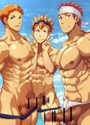 2022 3boys abs balls balls_under_clothes bandana beefy biceps big_balls big_glans big_penis blue_sky censor_bar censored censored_penis collarbone completely_nude dark_penis dated double_peace_sign double_v eight_pack erect_nipples erection foreskin foreskin_folds fundoshi fundoshi_aside gay goggles goggles_on_head grin headband hi_res huge_cock laugh long_penis looking_at_viewer male male_only manly mature_male morning muscles muscular muscular_arms muscular_legs muscular_male muscular_neck muscular_thighs navel no_body_hair nude oppai orange_hair original original_character pecs penis penis_bigger_than_head penis_size_difference pointless_censoring purple_eyes quadriceps red_eyes red_glans red_hair retracted_foreskin robronx35498_(pixivid=35498) rokushaku_fundoshi sea seaside shaved_crotch short_hair six_pack sky spiky_hair standing swim_briefs swimsuit thick_penis tongue_out topless uncircumcised uncut underwear_down veiny_penis victory_pose white_fundoshi yaoi