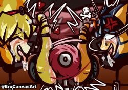 5_toes absurd_res animal_crossing ankha_(animal_crossing) anthro bell bell_collar big_feet black_eyes blonde_hair blue_hair blush bodily_fluids bondage bondage bound brush brushing_feet cabimangaka canid canine canis closed_eyes clothing collar cross-popping_vein crying_laughing domestic_cat domestic_dog duo egyptian egyptian_clothing egyptian_headdress english_text erocanvasart eyeshadow feet felid feline felis female female/female fluffy_ears foot_fetish foot_focus foot_play fur hair hair_up heart_symbol hi_res isabelle_(animal_crossing) jewelry laugh makeup mammal nintendo restraints rollers running_makeup saliva shaded short_hair side_view signature skull_symbol soles stocks straps sweat sweaty_feet tears text tickle_fetish tickle_torture tickling tickling_feet toe_restraints toes toes_tied tongue two_tone_feet wall_trophy yellow_body yellow_fur
