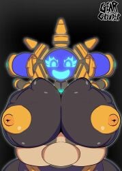2d animated boobjob eleanor_(geargrinder44) floating_hands floating_object geargrinder44 glowing_eyes glowing_face hands_free_paizuri huge_breasts mob_face nipples object_head orange_nipples paizuri paizuri_lead_by_male robot robot_girl sound tagme titjob tv tv_head video yellow_areola