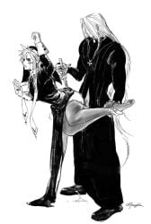 2boys against_wall anal arm_up blush braid carrying carrying_partner catholic christian_cross christianity clothed_sex cloud_strife cross crossdressing crucifix crying cum cum_in_ass femboy final_fantasy final_fantasy_vii highres holding holding_cross lifting long_hair male male_focus male_penetrated motion_lines multiple_boys nun open_mouth priest pubic_hair questionable_consent sephiroth sex sex_from_behind sketch tears thighhighs tomgoblin twintails yaoi