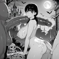 1girls 2boys absurdly_large_cock ai_generated black_hair buttjob chainsaw_man cuckold cum dark-skinned_male demon female interracial large_penis light-skinned_male long_penis looking_at_viewer male mitaka_asa netorare ntr penis penis_on_shoulder penis_over_shoulder penis_size_comparison penis_size_difference self_upload size_difference small_penis small_penis_humiliation tagme women worried_expression