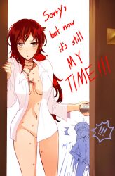 2girls bite_marks female lesbian makundsf office red_hair ruby_rose rwby weiss_schnee white_hair