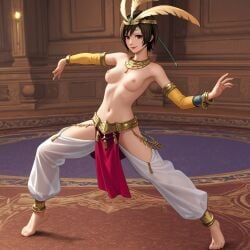 ai_generated bare_shoulders barefoot black_hair brainwashed breasts dancer dancing eyes female femsub final_fantasy_vii happy_sub jewelry loincloth navel nipples palace red sex_slave short_hair slave solo submissive_female topless yuffie_kisaragi