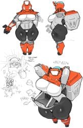 big_ass big_belly big_breasts big_butt big_thighs breasts deep_rock_galactic dwarf dwarf_male female goatboydraws gunner_(deep_rock_galactic) huge_ass huge_breasts huge_butt huge_thighs m.u.l.e. robot robot_girl robot_humanoid