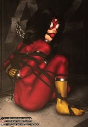 animated black_hair bondage bondage_outfit bound bound_arms bound_hands bound_wrists captured captured_heroine collar costume damsel damsel_in_distress damsels_in_distress enslaved_superheroine female femsub gag gagged gagged_female gagged_speech gagging jessica_drew kidnapped lezdom marvel marvel_comics mornth rope rope_between_breasts rope_bondage rope_harness ropes sex_slave sex_toy slave_collar slave_outfit slavegirl spider-woman submission_hold submissive submissive_female superheroine tied tied_arms tied_hands tied_legs tied_up white_body