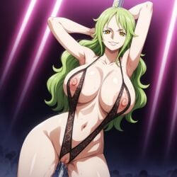 ai_generated big_breasts bloodsuga breasts breasts_bigger_than_head censored clothing erect_nipples exposed_breasts exposed_pussy female female_only monet_(one_piece) one_piece pole puffy_pussy revealing_clothes shaved_pussy solo solo_focus string_bikini strip_club wet wet_pussy