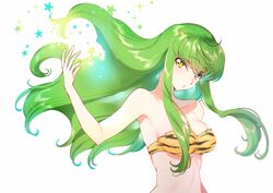 breasts c.c. code_geass cosplay creayus female female_only green_hair horns human human_only lum_(cosplay) medium_breasts strapless tagme