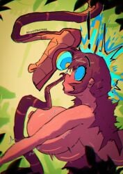 1girls big_breasts breasts brown_hair coiling coils djuuicebox hypnosis kaa nude original_character snake wrapped
