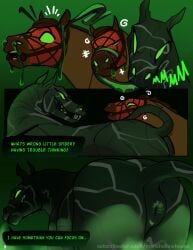 absurd_res alien animal_genitalia anus anus_focus ass big_butt bodily_fluids dialogue drooling duo equid equine equine_anus equine_genitalia face_lick feral genitals glowing glowing_eyes harness hi_res hooves horse_venom hybrid intelligence_loss licking long_tongue male male/male mammal manahallowhound marvel mask mind_break puffy_anus rear_view saliva sharp_teeth speech_bubble spider-horse_(manahallowhound) spider-man_(series) surprise surprised_expression symbiote teeth text tongue