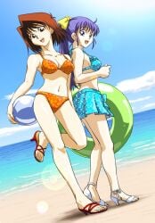 anzu_mazaki beach large_breasts miho_nosaka swimsuit tea_gardner yu-gi-oh!