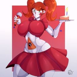 circus_baby_(fnaf) clown_girl female five_nights_at_freddy's five_nights_at_freddy's:_sister_location green_eyes large_breasts looking_at_viewer orange_hair robot_girl thick_thighs tr_yithaz voluptuous voluptuous_female white_skin