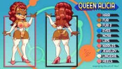 1milf alicia_acorn anthro areola big_breasts blue_eyes breasts chipmunk classy_female crown eltonpot erect_nipples female high_heels looking_at_viewer mature_female milf nipples pussy queen red_hair rodent royal royalty smile solo solo_female sonic_(series) squirrel