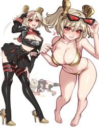 1girls 2025 alcohol artist_name bikini blonde_hair blushypixy blushyspicy breasts burnice_white cleavage family_guy_death_pose female female_only heart high_heels highres large_breasts leaning_forward leather leather_clothing light-skinned_female light_skin looking_at_viewer meme passed_out red_eyes solo stockings sunglasses thighhighs twintails watermark white_background zenless_zone_zero