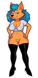 2d 2d_(artwork) 2d_artwork big_breasts blackmore breasts erect_female erect_nipples female female_only furry furry_female furry_only kate_(the_mysteries_of_providence) legwear no_panties pubes pubic_hair revealing_clothes the_mysteries_of_providence thong thong_bikini tied_shirt turned_on