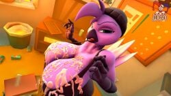 3d_(artwork) angry animal_humanoid annoyed anthro avian avian_humanoid big_breasts bird black_clothing black_shirt black_tank_top black_topwear bodily_fluids breasts clothed clothing cum cum_in_nipples digital_media_(artwork) disgust disgusted_face excessive_cum excessive_genital_fluids female genital_fluids hi_res humanoid looking_at_viewer morbo shirt solo source_filmmaker_(artwork) tank_top topwear zoe_monroe