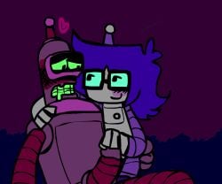 1boy 20th_century_studios ambiguous_gender androgynous animated animated animated animation bender_bending_rodriguez blush cliveisawesome223 cock cock_tip dick futurama glasses hand_on_shoulder handjob loving_couple loving_gaze loving_it male no_penetration nonbinary oc oc_x_canon original_character penis penis_stimulation robot_boy robot_on_robot robot_only robot_penis self_upload selfship selfshipping teasing tip yumeship yumeshipping