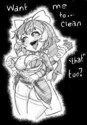 1girls 5_eyes 6_arms areola blush breasts creepi_(vtuber) discorded-joker english_text female handjob_gesture huge_breasts indie_virtual_youtuber maid monochrome monster_girl nipple open_mouth solo spider_eyes spider_girl suggestive_gesture sweat talking_to_viewer text tongue tongue_out virtual_youtuber