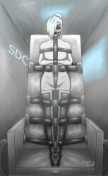 1girls alternate_version_available bondage breasts creativeparrott female female_only gag latex rwby straightjacket straitjacket white_hair winter_schnee