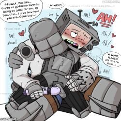 2boys blush conversation dialogue fan_art gay gay_male glitch_productions grinding grinding_on_penis gunshow_(smg4_ship) kunaigirl language moaning moaning_in_pleasure monitor monitor_head mr._puzzles mr._wpnz object_head robot robot_dick robot_sex robots screen_face smg4 smg4_art sweat sweating toys vibrator vibrator_on_penis