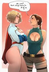 2girls ai_generated alien alien_girl alien_humanoid ass big_ass big_breasts big_thighs breasts crossover curvaceous curvy curvy_figure dc dc_comics digital_media_(artwork) female hips huge_ass huge_breasts huge_thighs humanoid justice_league justice_society_of_america kara_zor-el karen_starr kryptonian lara_croft lara_croft_(classic) large_ass large_breasts large_thighs legs light-skinned_female light_skin mature mature_female phophopho power_girl slim_waist thick thick_hips thick_legs thick_thighs thighs tomb_raider tomb_raider_(classic) voluptuous waist wide_hips