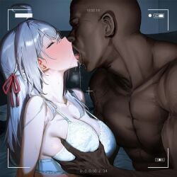 ai_generated alisa_mikhailovna_kujou dark-skinned_male grabbing grabbing_breasts groping groping_breasts kiss_on_lips kissing pluqqi tokidoki_bosotto_russian_de_dereru_tonari_no_alya-san tongue tongue_kiss