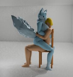 jnsidnj222 kaiju_paradise ghostfox_gootraxian ghost_fox_(kaiju_paradise) gootraxian human interspecies chair straddling vaginal_penetration sex penetration intimate hugging_another hugging_partner hugging sitting_on_lap sitting_on_chair 3d blender render light-skinned_male blonde_hair 2_tails 1boy 1girl 1boy1girl