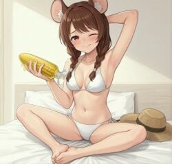 ai ai_generated corn country_girl dildo farmer female lilybelle2 mouse_girl suggestive twitch_streamer underwear vtuber vtuberfanart