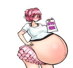 blush blushing_at_viewer blushing_female doki_doki_literature_club enjoying_pregnancy hanapregs hyper_belly hyper_pregnancy natsuki_(doki_doki_literature_club) pink_hair pink_hair_female pregnant pregnant_belly pregnant_female