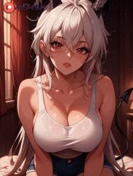 ai_generated ai_sluts animated animated_gif breast_shake female_only huge_breasts shaking solo solo_female succubus tail tank_top wuthering_waves zani_(wuthering_waves)