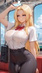 1futa 2026 ai_assisted ai_generated alpha_(the_eminence_in_shadow) anime artist_name bag blonde_hair blue_eyes bow bra_visible_through_clothes breasts bulge bus_stop bust cellphone cityscape elf explicit futanari handbag hi_res high_quality high_resolution highres holding_phone kage_no_jitsuryokusha_ni_naritakute! long_hair patreon patreon_username penis phone pointy_ears school_bag see-through shirt shoulder_bag smartphone smile solo stable_diffusion the_eminence_in_shadow train train_interior tsukoneko watermark wet wet_clothes wet_shirt