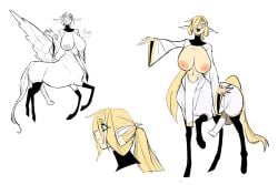 breast_cutout centaur centaur_futa cock_sleeve futa_centaur futa_taur futanari hair_over_one_eye horse_penis huge_balls huge_breasts kinky_rat large_eyebrows loincloth long_hair original_character penis ponytail self_upload stockings taur thighhighs