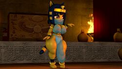 1girls 3d animal_crossing animal_ears animated ankha anthro anthro_only belly_dancer belly_dancer_outfit blue_hair brown_eyes cat cat_ears dancer dancer_outfit dancing egyptian egyptian_clothes female_only furry harem_girl harem_outfit large_breasts music nintendo see-through shorter_than_10_seconds sound source_filmmaker tahlian tail thick_thighs veil video wide_hips yellow_fur