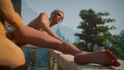 3d ass balcony breasts cd_projekt_red ciri closed_eyes completely_nude feet female freckles gaping gaping_anus kaer_morhen light-skinned_female light-skinned_male light_skin male mascara nipples nude penetration penis pussy scar sex shaved_pussy spread_legs tattoo the_witcher_(series) the_witcher_3:_wild_hunt vaginal_penetration vdkm white_hair
