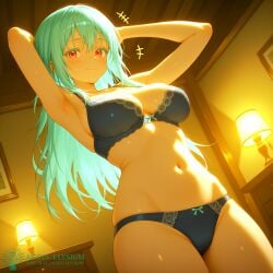1girls 2026 adjusting_hair aegis_elysium ai-generated ai_art ai_generated arm_up armpit armpits arms_up big_breasts bikini black_bikini black_lingerie blue_hair blushing_at_viewer blushing_female breasts ciel_(tensei_shitara_slime_datta_ken) cleavage female female_focus female_only grabbing grabbing_hair hair_ornament headpiece hi_res high_quality high_res high_resolution holding holding_hair huge_breasts indoor indoors lamp large_breasts light lingerie lingerie_bra lingerie_only lingerie_panties long_hair massaging massaging_breasts panties red_eyes room seductive_look seductive_smile smiling smiling_at_viewer solo solo_focus tensei_shitara_slime_datta_ken thick_breasts thick_thighs thighs tiara turquoise_hair very_long_hair wardrobe watermark