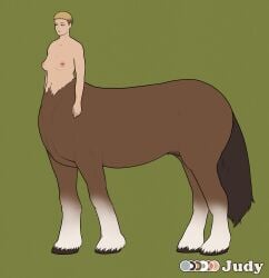 blonde_hair buzz_cut centaur centauress character_sheet fonkimonki gray_eyes green_eyes judy_(fonkimonki) nipple_piercing reference_sheet small_breasts trans_woman