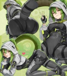 arknights:_endfield ass ass_focus bodysuit dgkamikaze female fluorite_(arknights:_endfield) hood tail