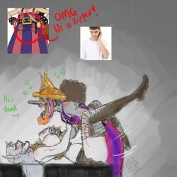 big_breasts clothed_male_nude_female clothed_sex dominant_male drunk drunk_bubble drunk_sex female male male_on_top nana_(one_piece) ocxcanon one_piece oni oni_female oni_horns pinche_nanachan self_insert selfship selfshipping sketch sketch_page sketchbook usopp usopp_(sogeking) usopp_pirates yumeship yumeshipping