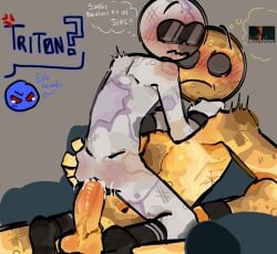 anal anal_sex blush blush_lines caught caught_in_the_act caught_off_guard color colored cum cum_in_ass cum_inside cum_on_penis dick dick_in_ass dick_out gay gay_anal gay_male gay_sex hanaku_1allover hand_on_ass hands_on_shoulders homosexual homosexual_male homosexual_sex io_(solarballs) male male/male male_only neptune_(solarballs) penis penis_in_ass penis_out planethumans riding riding_penis shocked shocked_expression shocked_eyes shocked_face shocked_male slap_mark slap_mark_on_ass socks solarballs spanish spanish_dialogue spanish_text sunglasses triton_(solarballs) walked_in_on walking_in_on yaoi