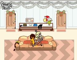 2boys 2d 2girls 2girls1boy animated anthro asgore_dreemurr carol_holiday couch deer deltarune deltarune_chapter_4 female_on_human fucking furry furry_female gif human human_on_anthro kris_(deltarune) male_on_anthro mother_and_daughter naked naked_female naked_male noelle_holiday nude nude_female nude_male pixel_art sex spying suicidalpixel threesome undertale_(series)