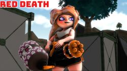 dress female heavy_splatling heavy_splatling_deco holding_weapon nintendo octoling_rival splatling splatoon splatoon_(series) thick