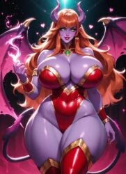 10_seconds ai_animation ai_generated ai_video aura bangs big_lips blue_eyeshadow bouncing_breasts bracelets cleavage curvaceous dark_background demoness gigantic_breasts green_eyes high_quality leotard long_hair magic moonchild41 no_sound orange_hair original_character pink_hearts purple-skinned_female purple_skin red_lipstick scarlett seductive smirking_at_viewer succubus succubus_horns succubus_tail succubus_wings swaying_hips tagme tall_female thick_thighs video voluptuous_female walking_towards_viewer wide_hips