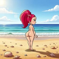 1girls ai_generated ass ass_focus ass_shake beach beach_background cat_ears catgirl jiggling_ass miyo_(running_man) nude nude_female pink_hair ponytail running_man running_man_animation shaking shaking_ass tagme video waves waving_at_viewer wiggling_ass