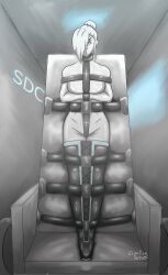 1girls alternate_version_available bondage breasts creativeparrott female female_only latex mask rwby straightjacket straitjacket white_hair winter_schnee