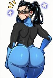 1girls ai ai_generated ass_focus back_view behind_view big_ass big_butt blannis_art bubble_ass bubble_butt bwl_(style) female female_focus female_invincible female_only femvincible genderswap invincible invincible_(tv_series) kneepad_mark_(invincible) looking_at_viewer mark_grayson novelai solo thick_thighs