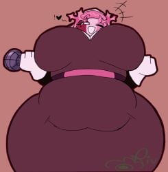 belly big_breasts black_hearts chubby chubby_female down_angle down_view flow1nriver friday_night_funkin friday_night_funkin_mod heart_symbol hourglass_figure huge_breasts large_breasts long_hair looking_at_viewer mid_fight_masses nun nun_hat nun_outfit pink_body pink_hair sarvente_(dokki.doodlez) smile thick_thighs thighs white_eyes wink winking_at_viewer