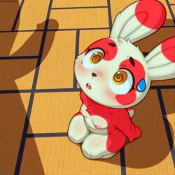 absurd_res ai_generated anthro black_eyebrows black_nose blush blush_lines breedorbred chubby_female comfyui female female_focus imminent_sex looking_up offscreen_male open_mouth penis_awe penis_shadow pokemon seiza shadow shortstack small_breasts smaller_female spinda spiral_eyes stylized sweatdrop tatami two-tone_body ursid wide_eyed yellow_body