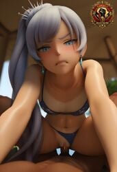 1boy 1girls 2d 3d ai_generated ass big_ass big_breasts black_empire breasts cock_in_vagina dark-skinned_male erection female female_focus full_body interracial large_penis penis penis_in_pussy penis_in_vagina qos qos_tattoo queen_of_spades rwby sex smile straight sweat tattoo thick thick_thighs uncensored vaginal_penetration vaginal_sex weiss_schnee